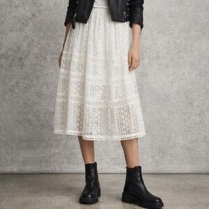 AllSaints Rowan Chalk Crochet Lace Skirt, size 4